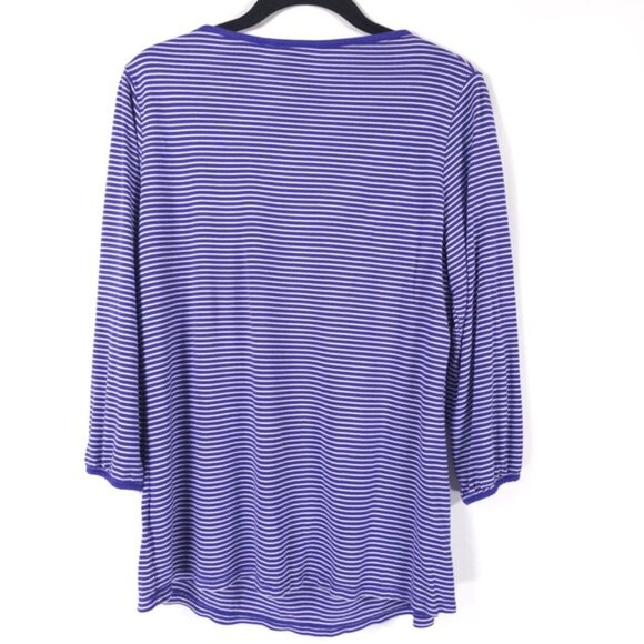 Boden‎ PORTUGAL MADE Scoop Striped Viscose Jersey Knit Top Pleated WL796 Size 12 - Picture 2 of 7